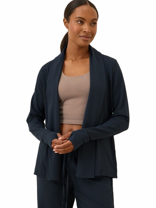 Pact Tops - Pact Organic Cotton Open Front Cardigan Navy Blue Size Medium